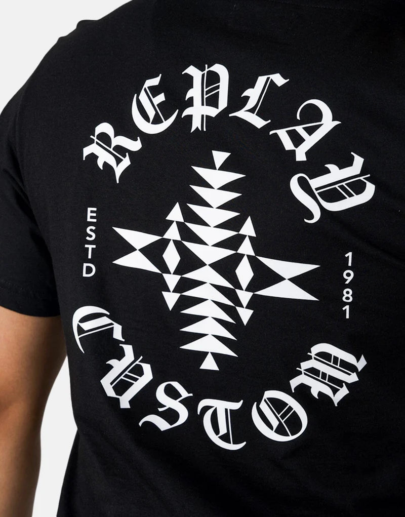 Replay Est Custom Back Print Black T-Shirt