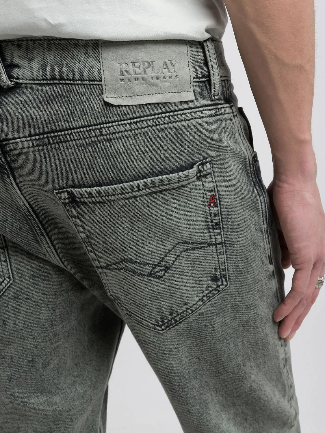 Replay Green 12 OZ Black OD Comfort Denim Mickym Slim-Fit Jeans