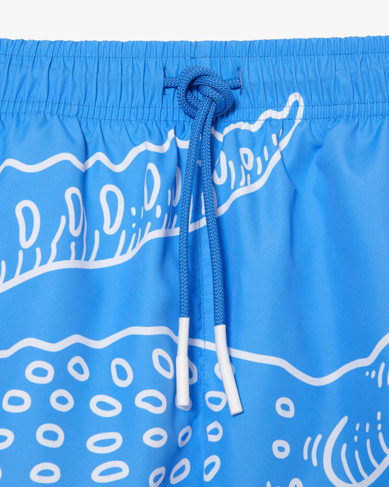 Lacoste Men’s Crocodile Print Swim Trunks