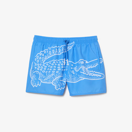 Lacoste Men’s Crocodile Print Swim Trunks
