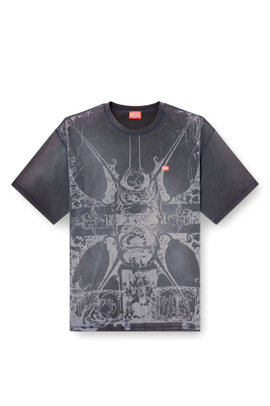 Diesel T-Shirt with Tonal Medieval Print