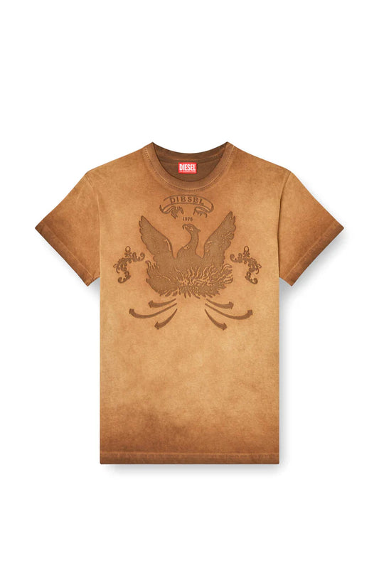 Diesel T-shirt with phoenix devoré Mens